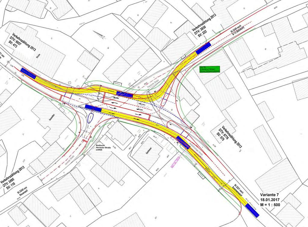 2. Stand der Planung Lageplan Variante 7 Schleppkurven Bus Staatliches Bauamt Ansbach Achtung: Leistungsfähigkeit der Ampel ist noch nicht