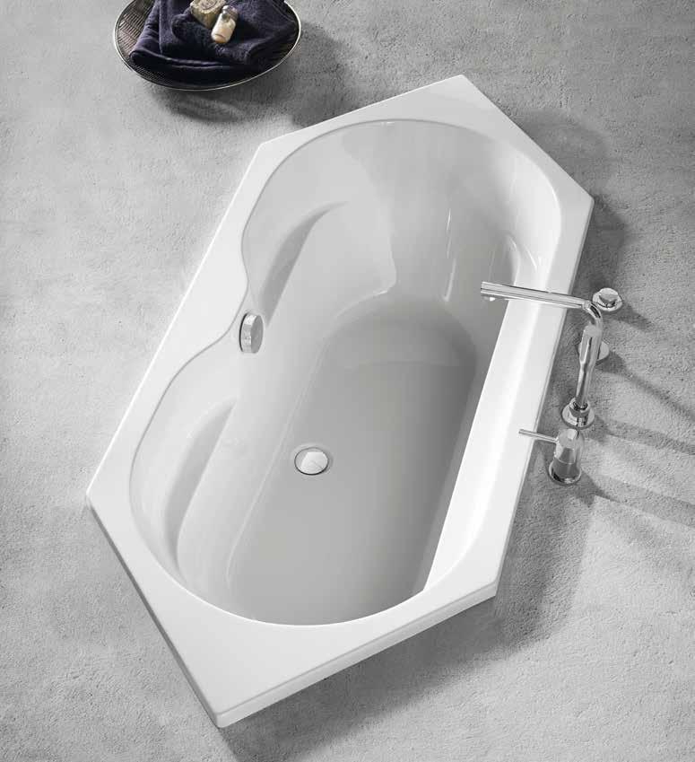 Duo-Sechseckbadewanne 'SETE' 190 Durch die Sechseckform ist diese Badewanne besonders als Ecklösung zu empfehlen.
