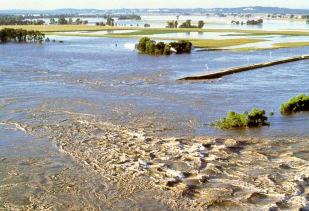 Überlastfall Hydrologisches Restrisiko Wahrscheinlichkeit, dass der Bemessungsabfluss von 4300 m 3 /s (300-jährliches Hochwasser) innerhalb eines Zeitraums von n Jahren erreicht oder