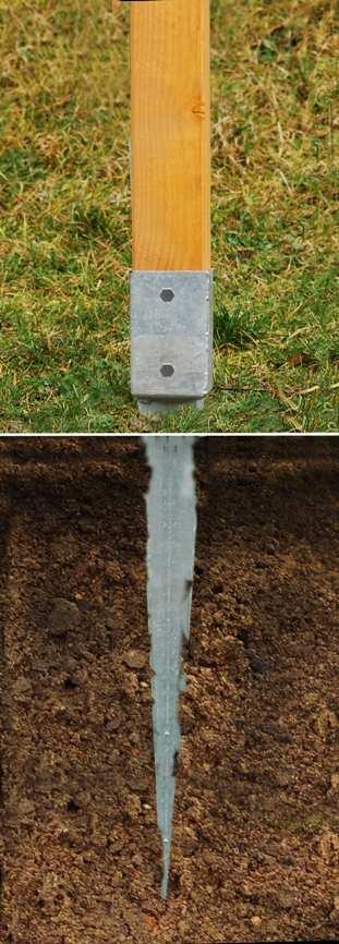 C) Bodenhülse Bodenhülsen zum Einschlagen werden mit einem hinreichend schweren Hammer direkt in den Erdboden getrieben. Das Metall sollte dabei jedoch nicht getroffen werden.