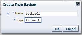 Hier wird ein Name für das Backup und die Art des Backups ausgewählt.