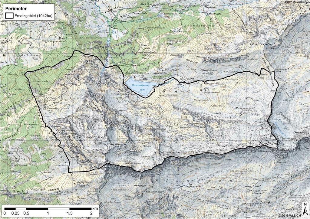 Perimeteränderung im Jagdbanngebiet Huetstock 9 4. Das Kompensationsgebiet Das Ersatzgebiet (Abb.8) setzt sich zusammen aus den drei Teilgebieten Bannalp (Abb.9), Schwarzwald (Abb.