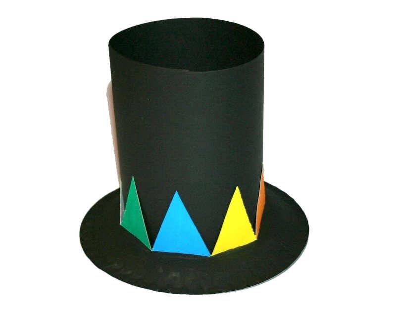 Hutform 3 (Zylinder) Stellen Sie einen Hut aus der Grundform her. Die Spitzen gestalten sie farbig.
