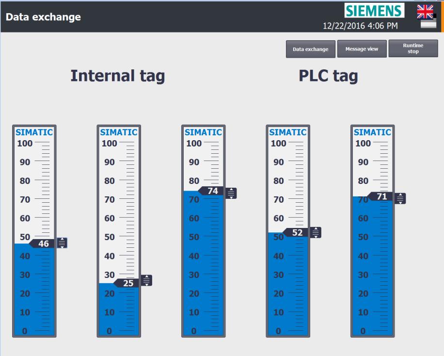 Siemens AG 2017 All rights reserved 5 Bedienung des Anwendungsbeispiels Übersicht und Beschreibung der Oberfläche der WinCC Runtime Advanced-Station Tabelle 5-2 1.