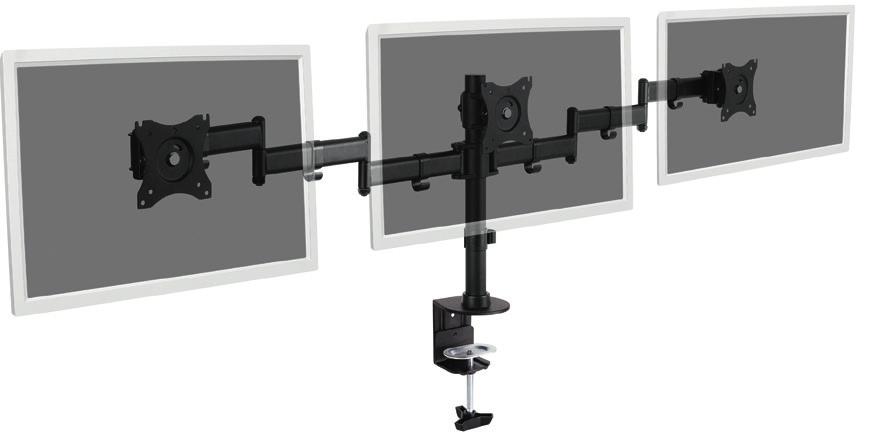 Monitor Klemmhalterung schwarz Universal Dreifach LED/LCD