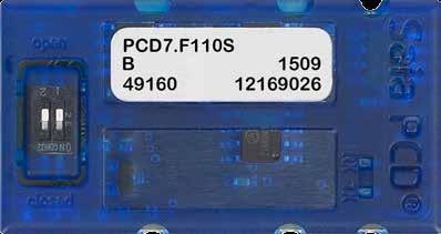 Serielle Kommunikationsmodule mit zwei seriellen Schnittstellen-Ports: PCD2.F200 : RS-422 / (bestückt) Port x.: Slot für PCD7.FxxS PCD2.F220 : RS-232 (bestückt) Port x.: Slot für PCD7.FxxS PCD2.F280 : Belimo MP-Bus (bestückt)) Port x.