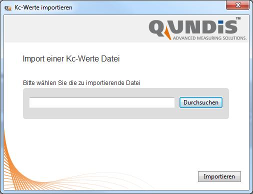 Importieren neuer Kc-Werte Daten Um eine neue Kc-Tabelle zu importieren, ist in der Menüleiste im Punkt Datei auf Kc-Werte importieren zu klicken.