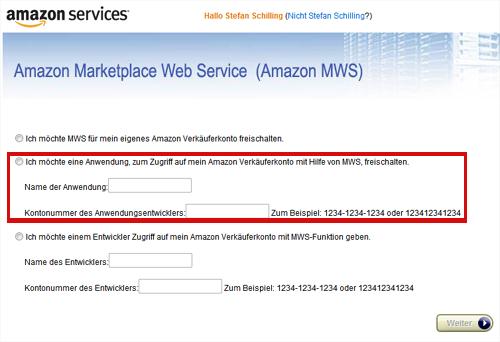 1. Amazon-MWS aktivieren - Rufen Sie in Ihrem Browser Online https://developer.amazonservices.