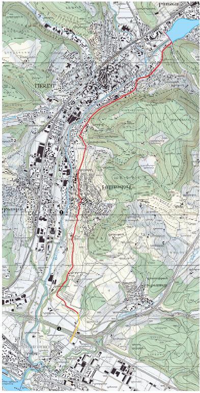 3.5 Wasserleitung Die Leitung beginnt an der Grenze zwischen Liestal und Lausen. Sie verläuft über 6,5 Kilometer unterirdisch, den Höhenlinien entlang bis zum Augster Feld.
