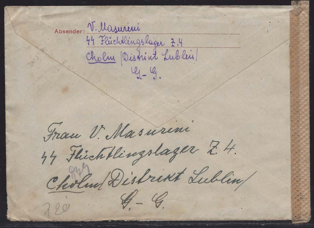 Brief aus dem SS Flüchtlingslager Cholm vom 18.12.