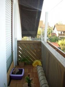 Es ist möglich auf dem Balkon ein ganz normales Bodengehege (wie für den Garten) zu bauen, also ein ca. 1m hohes Gehege das zu den Seiten und nach oben mit Draht gesichert wird.