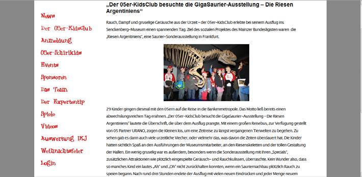 Abbildung 8: Beispieltext Homepage Kids-Club Mainz 05 137 Positiv fällt die absolut ausreichende Größe der Bilder auf.
