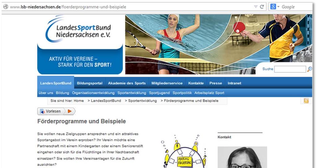 Neue Internetdarstellung der Förderprogramme der Abteilung Sportentwicklung Christa Lange stellt die neue Übersicht der Förderprogramme der Abteilung