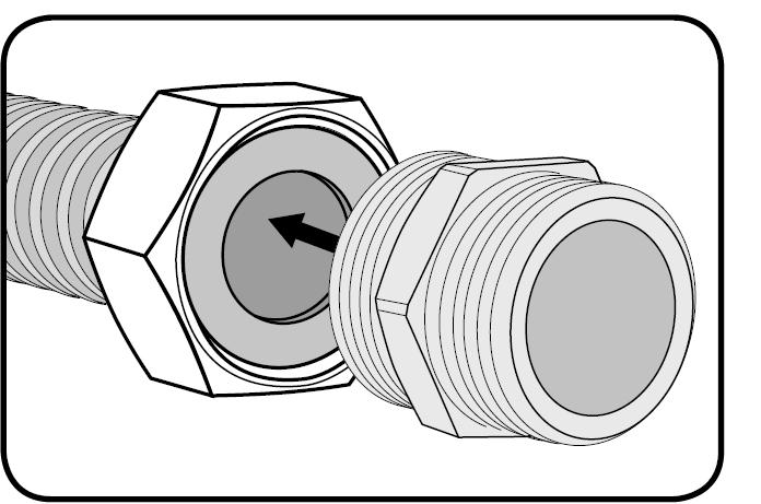 Passendes Verschraubungsbauteil in die Überwurfmutter eindrehen (z. B. Verschraubung AG x Klemmringverschraubung). Überwurfmutter mit Werkzeug anziehen.
