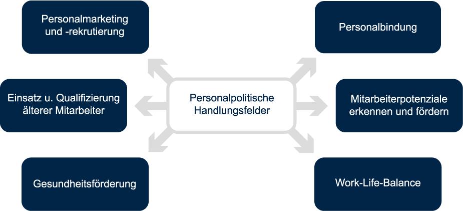 Personalpolitische Handlungsfelder Die dargestellten Aspekte erfordern die Definition personalpolitischer Handlungsfelder.