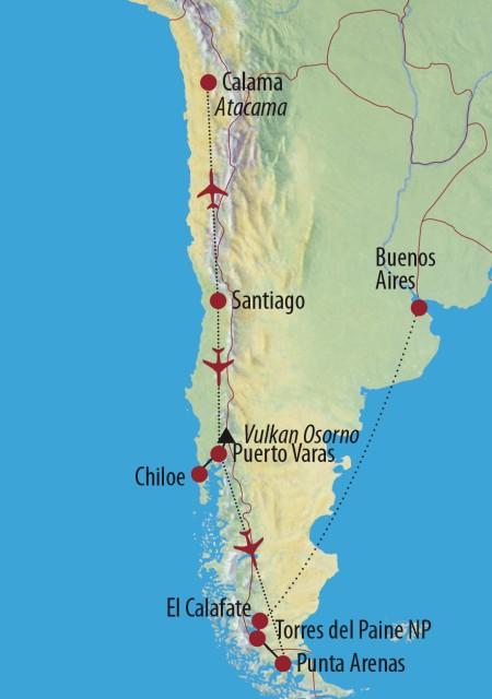 Nur wenige Kilometer entfernt befinden sich die Küstenstädte Viña del Mar und Valparaiso (UNESCO), die wichtigste Hafenstadt Chiles.