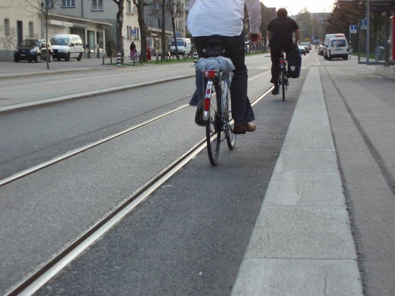 tram stops and cycling New stops: not enough space behind the stop bikes are on the road for handicapped people => high