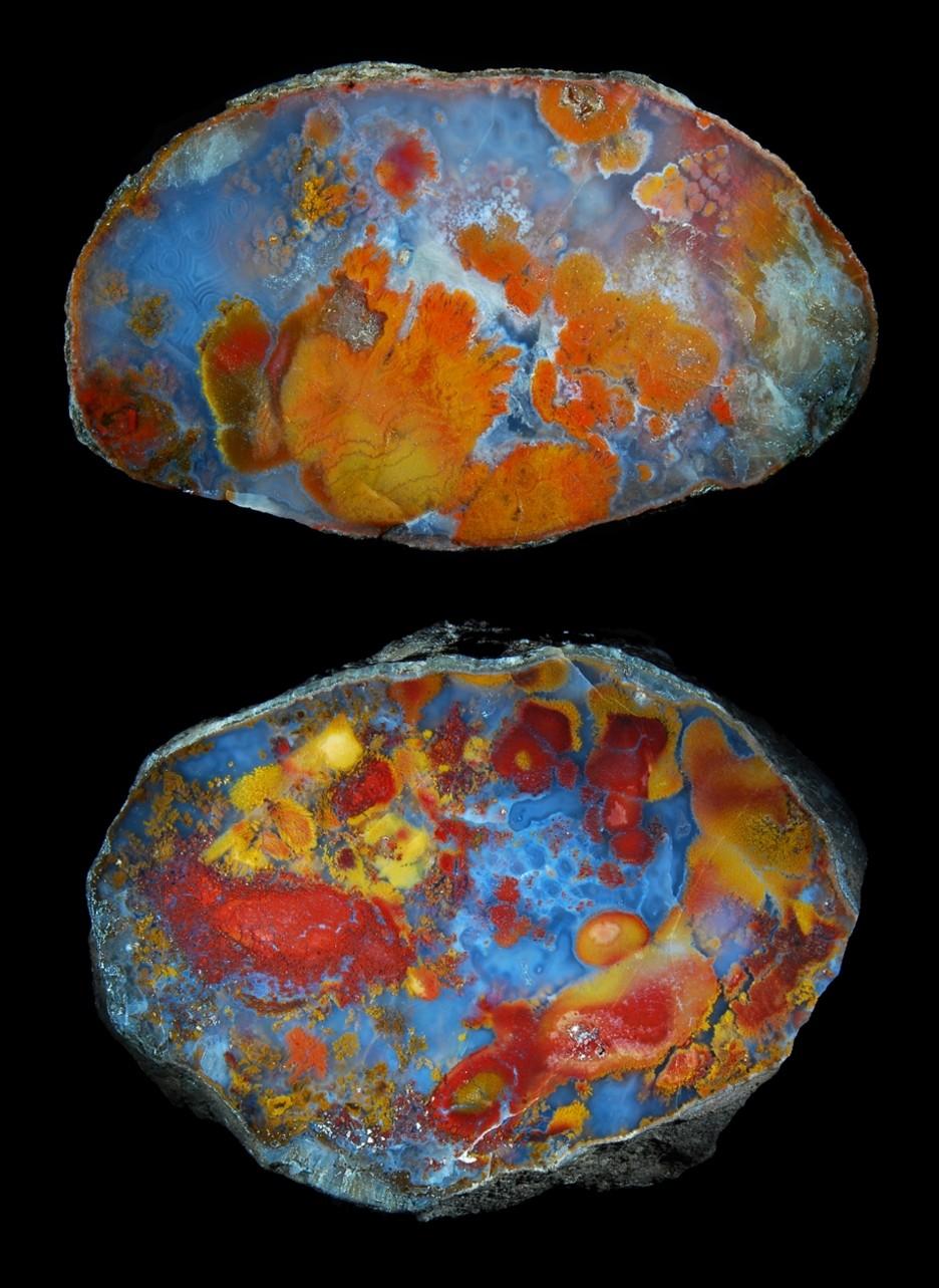 Fantastische Funde von farbenprächtigen Plume-Achaten wurden von Paul Dahl in den 1970iger Jahren am Welschröther Hof bei Sien gemacht.