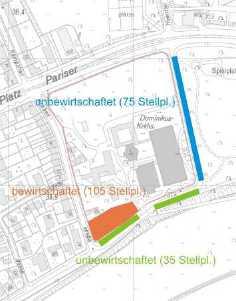 4 2.4 Ruhender Verkehr Entlang der Straße Am Heerdter Krankenhaus befinden sich etwa 75 Stellplätze im öffentlichen Straßenraum, von denen 3 für Taxen und 2 für behinderte Personen reserviert sind.