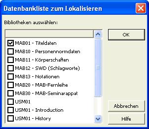 1. Klicken Sie auf Platzieren. Das folgende Fenster erscheint: 2. Wählen Sie eine oder mehrere Datenbanken und klicken Sie auf OK.