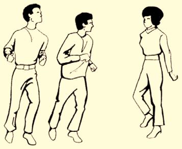 In figure 2 we again have AB-C, but with A and B not in contact with each other; their shoulders are parallel as they jog past C, whose shoulders are at right angles to them both.
