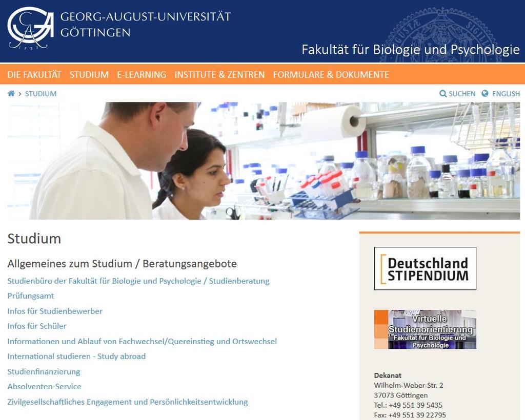 Wo findet man Informationen www.biologie.uni-goettingen.