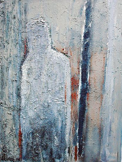 Einsame Gestalt, 2000, Acryl und Öl auf