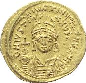 Iustinianus I., 527-565. Konstantinopel. Solidus 527-538, Off. H. Brb. v. vorn. Rs.