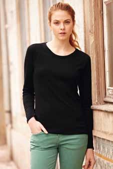 F242N 61-404-0 New Lady-Fit Valueweight Long Sleeve XS,, XXL 160 g/m², Coloured 165 g/m² Fruit of the Loom Baumwolle/Lycra