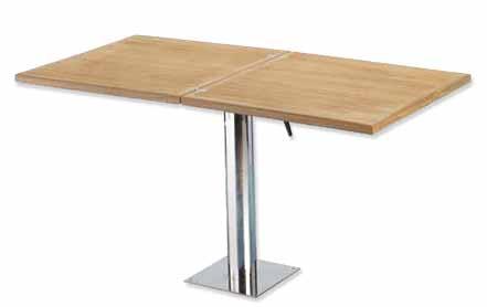 avec glissiére. FOLDING TEAK TABLE WITH STAINLESS STEEL AISI 316 TABLE PEDESTAL 2 sizes base With sliding table top.