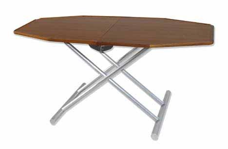 TABLES TABLES TISCHEN «Alu» TABLE «TOP SILVER» RÉGLABLE EN 2 POSITIONS En aluminium avec plateau en teak.