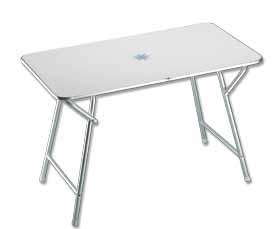 Rahmen aus eloxiertem Alu-Rohr. D 17 71 094 90 x 60 x H 70 D 17 71 114 110 x 60 x H 70 TABLE OVOIDALE PLIANT MOD. «PLUS» Plateau mélaminé blanc avec décor. Cadre en aluminium anodisé.