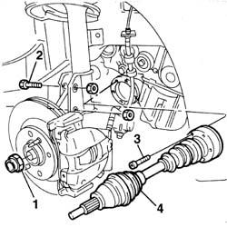 Fiat Punto 176 Antriebswellen GT Antriebswellen ausbauen und einbauen Fahrzeug auf Hebebühne fahren oder Aufbocken mit einem Wagenheber.