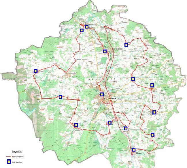 4. NGA-Planungsgrundlagen Geplanter Glasfaserbackbone im Landkreis Uelzen mit 15