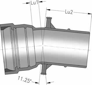 Werksnorm mit Schweißwulst für längskraftschlüssige Steckmuffenverbindung BLS /VRS -T gemäß B 2597 Nennweite Maße in mm Masse in kg für zul.