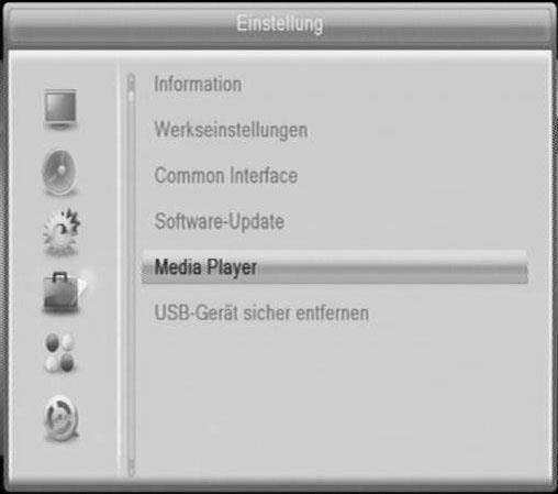 Media Player (nur aktiv bei eingestecktem lesbaren USB-