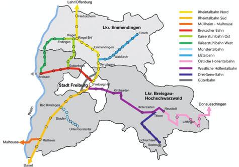 Abb. 2: Streckennetz der Breisgau-S-Bahn das Breisgau-S-Bahn-Netz vervollständigen.