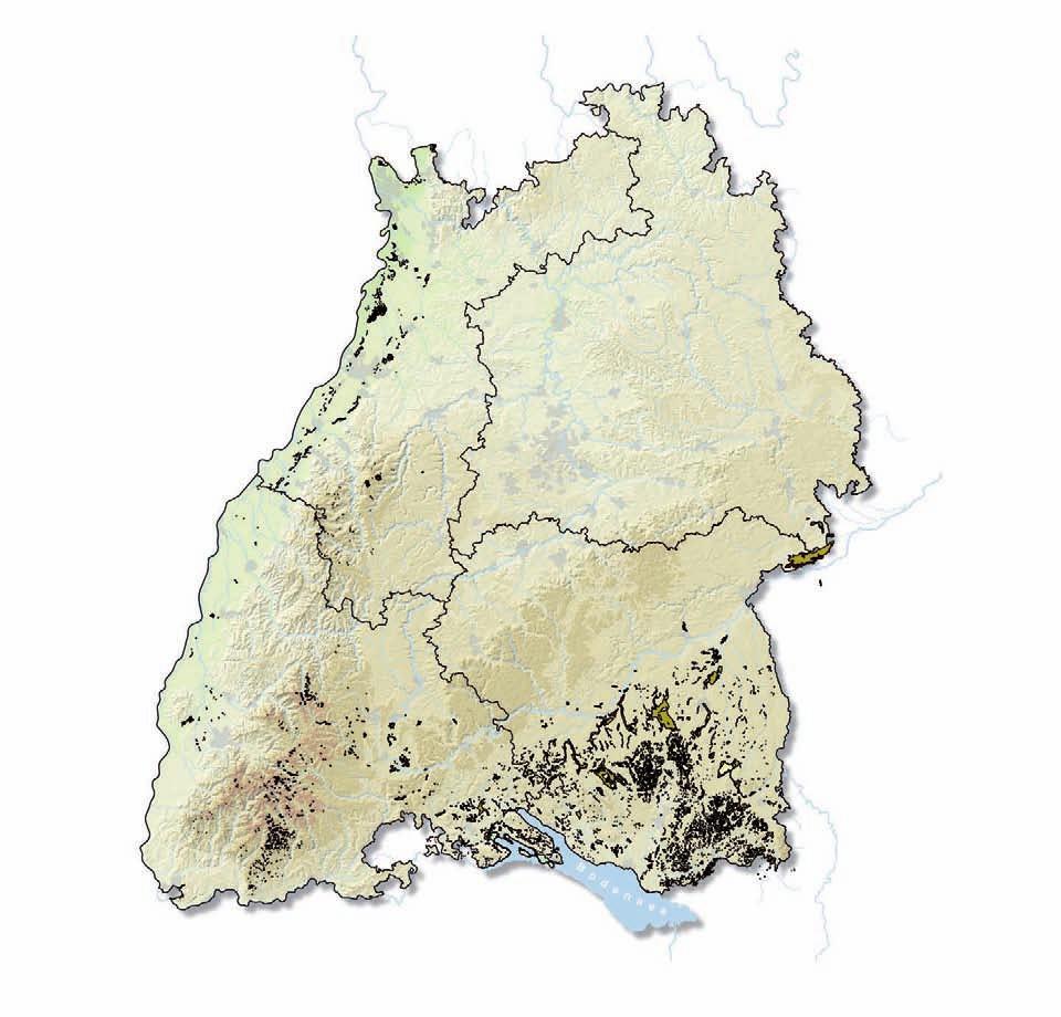 Die meisten Moore gibt es in Oberschwaben, im Donauried, auf der Baar, im Schwarzwald und im Oberrheingebiet.