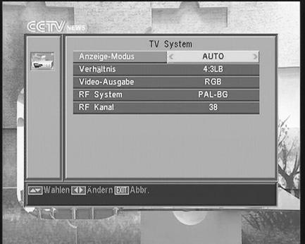 Bedienungsanleitung RSD - 7118 9.- Systemeinstellungen 9.1.- TV-System Mit diesem Menü können Sie die TV-Standard und das Bildschirmformat auswählen.