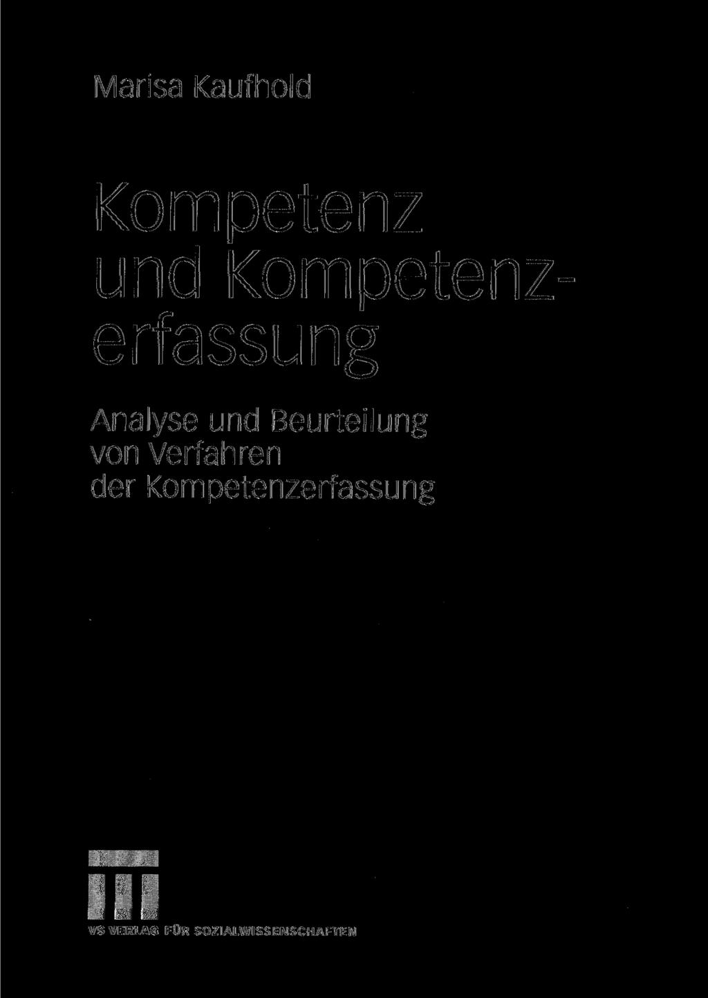 Marisa Kaufhold Kompetenz und Kompetenzerfassung Analyse und