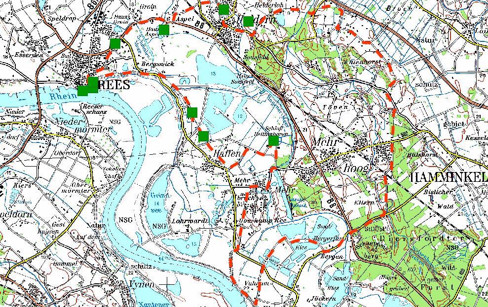 Beschreibung Routenverlauf: Reeser Rhein- und Meer-Tour (40 km, ca.