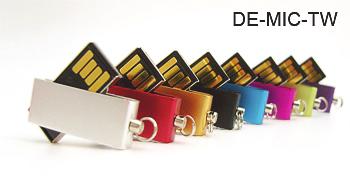 DE-MIC-TW USB Stick Metallkorpus ( Aluminium eloxiert ) mit Öse. USB-Stick ist versenkt im Gehäuse und schwenkbar.