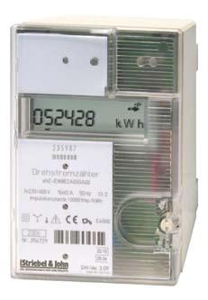 Strom Frequenz 5(60) A 50 Hz Klassengenauigkeit Wirkenergie Cl. 2 gemäß IEC 62053-21, Option: Cl. 1 Messarten Wirkleistung +A (mit Rücklaufsperre) Impulswertigkeiten LED (Imp.