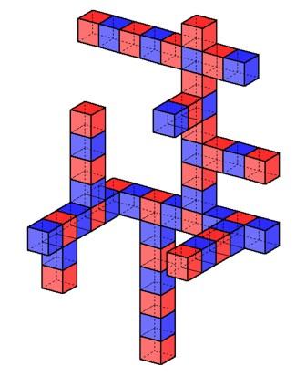 Zeichenblatt Würfelschlange: Konstruiere in einem Koordinatensystem mit x = 7 und y = 42, v x : v y : v z = 1 : ½ : 1 mehrere Würfel.