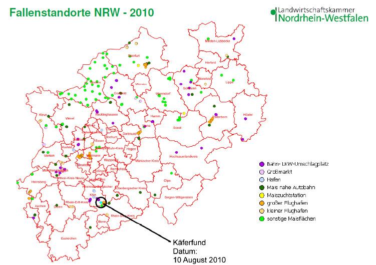 Situation in NRW ab 10.08.2010 Käferfund am 25. August 2010 10.