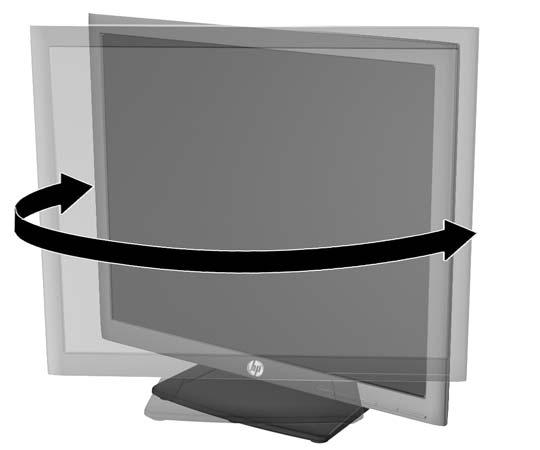 2. Drehen Sie den Monitorbildschirm nach links oder rechts, um einen optimalen Sichtwinkel zu erhalten. 3.