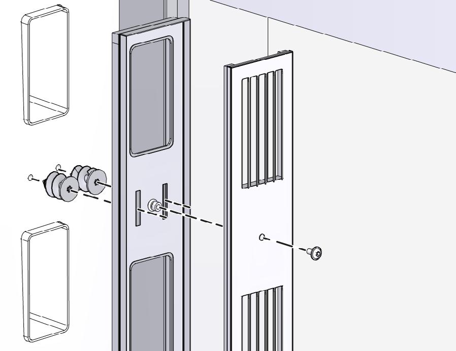 8 Fassadenabschluss installieren 8.2.1 Isolierdübel einsetzen Lösen Sie mit dem Innensechskantschlüssel die M6-Schraube (Pos. 1 in Abb. 4) zum Halten der Deckplatte (Pos. 2 in Abb.