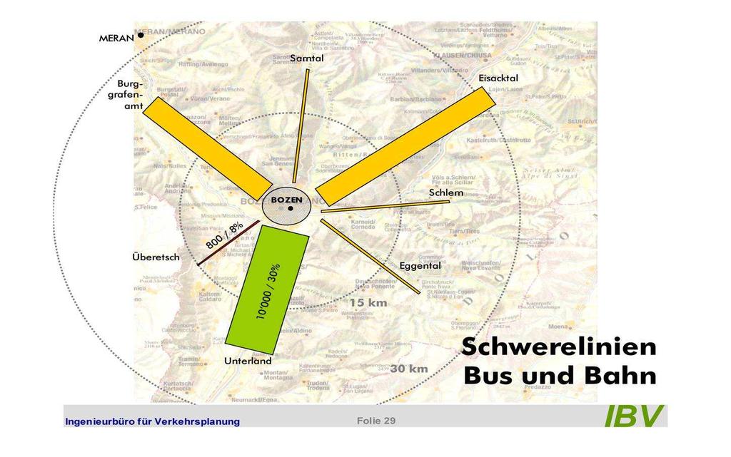 Verkehrsbewegungen Überetsch-Bozen spostamenti Oltradige - Bolzano Verkehrsflüsse von/nach BZ: Flussi di