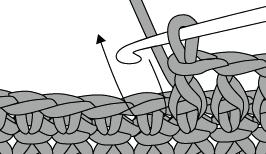 Bei diesem Muster das Ganze noch 3 weitere Male wiederholen bis 6 Schlingen auf der Nadel liegen. Anschließend den Arbeitsfaden durch alle 6 auf der Nadel liegenden Schlingen ziehen.