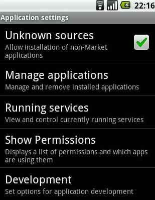 (Bild 16) Bild 16: Screenshots Einstellungsoptionen auf deutschen (links) und englischen Systemen (rechts). Schritt 2 Android-Software liegt im.apk Format vor.
